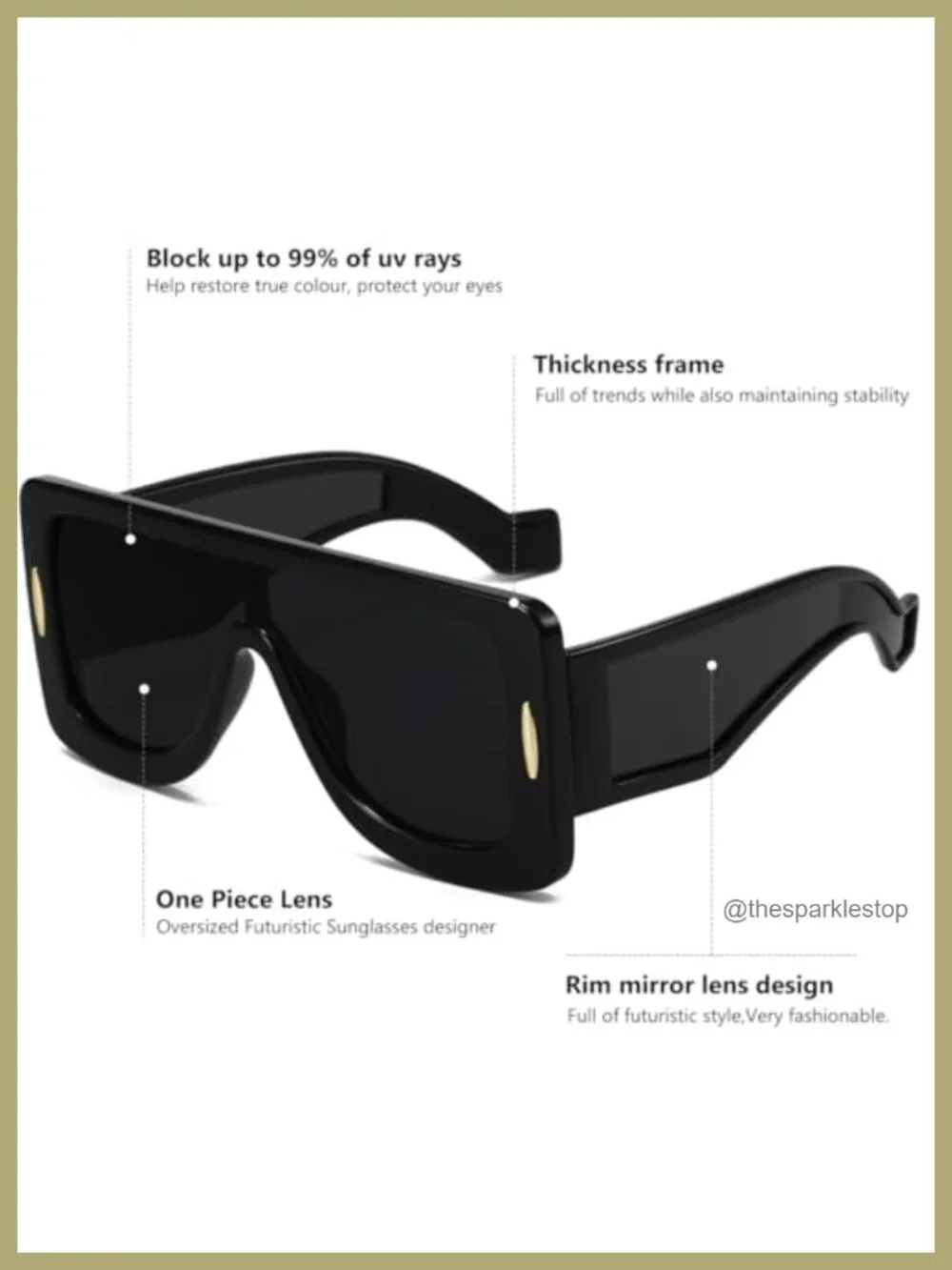 Fashion Shield Sunglasses Oversized Flat Top UV Protection Unisex